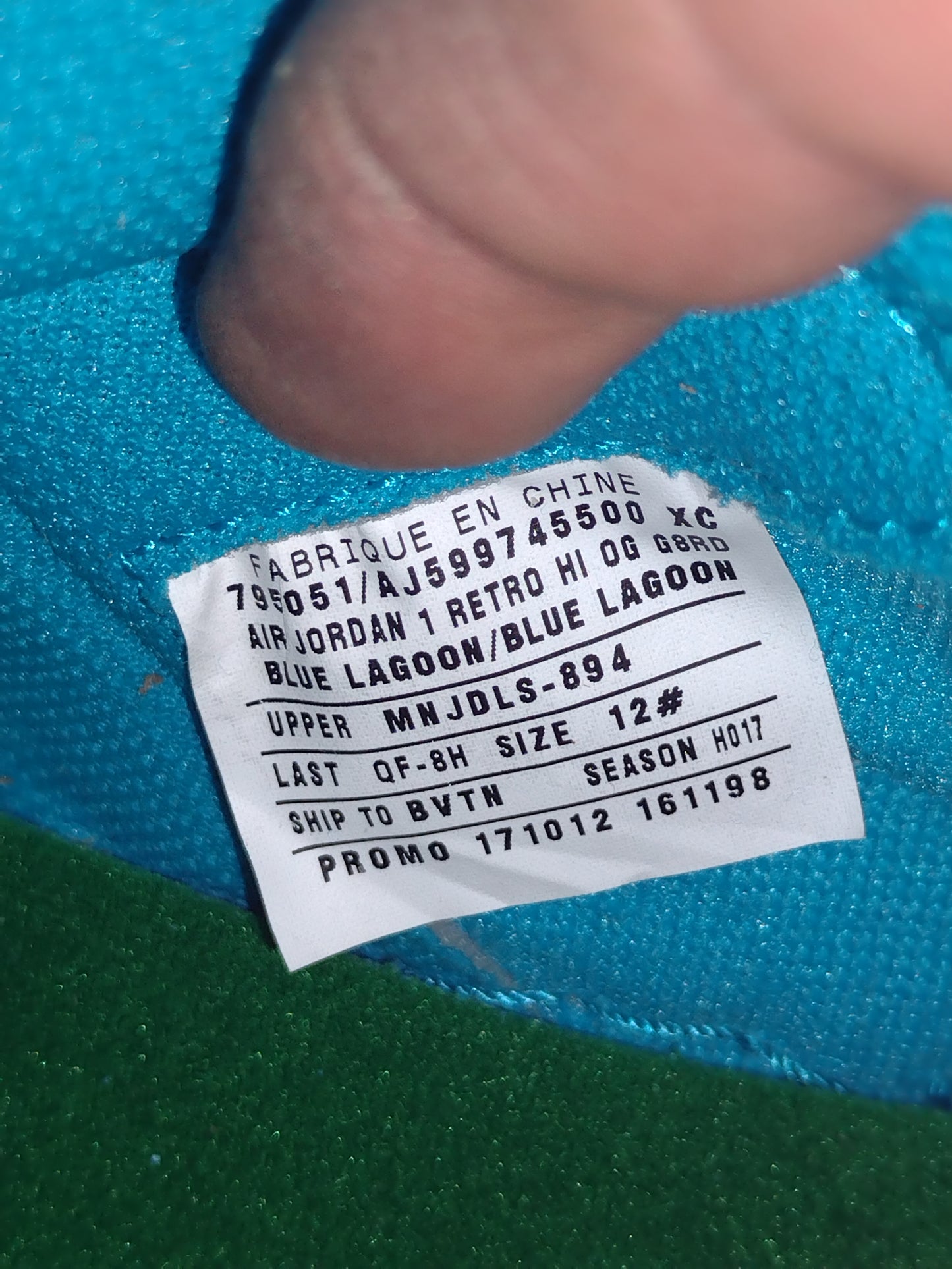 *SAMPLE* Jordan 1 Hi OG G8RD 'Blue Lagoon'